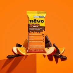 Uêvolução em Barra - Raspas de Laranja com Maçã - Cobertura de Chocolate 29g - 10un