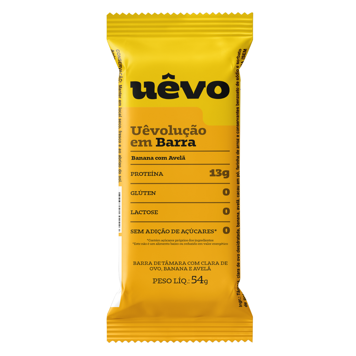 Uêvolução em Barra - Banana com Avelã 54g - 10un