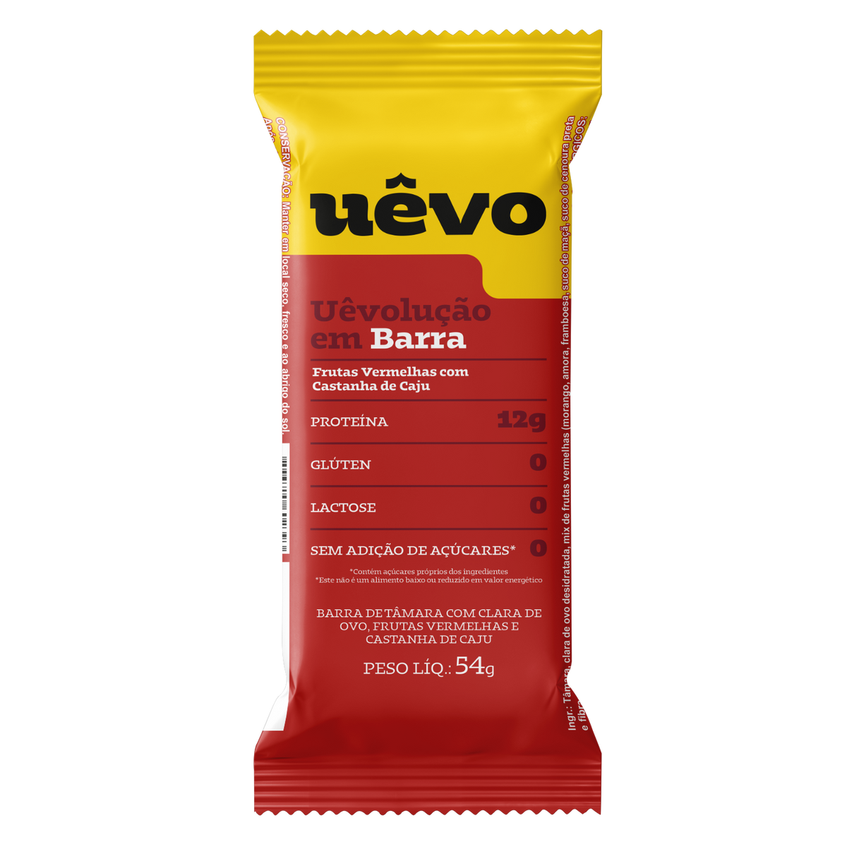 Uêvolução em Barra - Frutas Vermelhas com Castanhas de Caju 54g - 10un